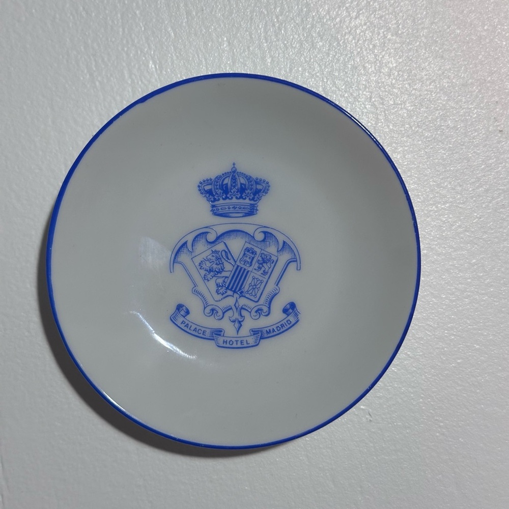 Vintage Palace Hotel Madrid Spain Porcelain Crown Butter Jewelry Trinket Dish